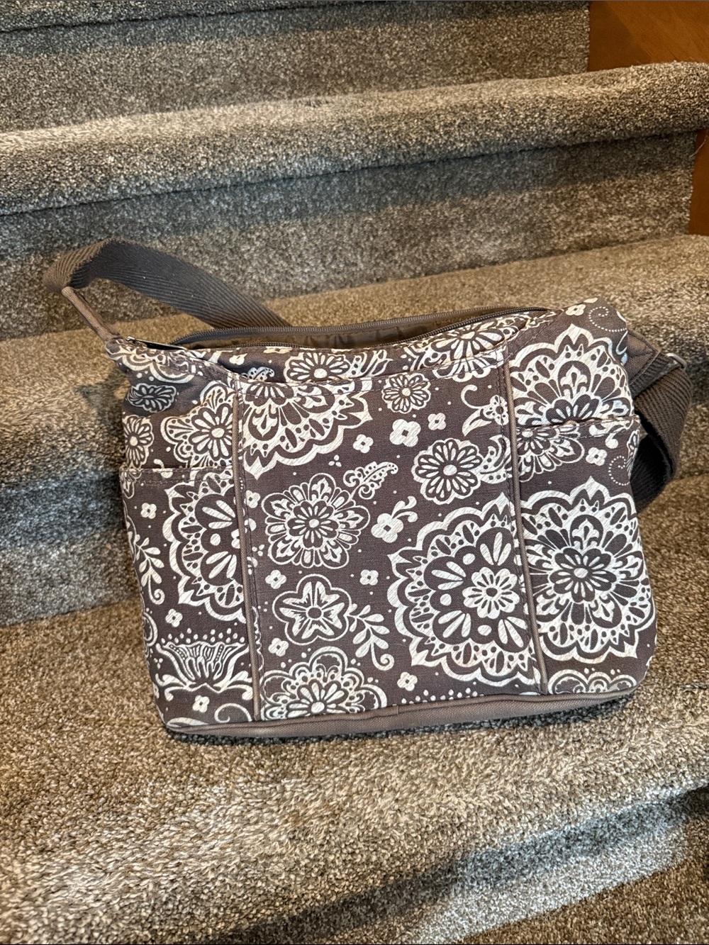 Brown Floral canvas Thirty One Hand Bag - Picture 2 of 5